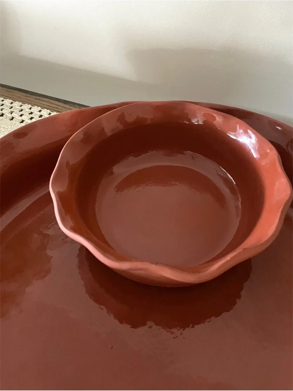 Crate & Barrel terracotta Veggie Chip Dip Bowl
